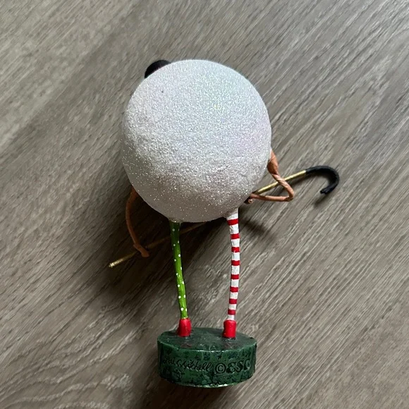 Whimsical Lori C. Mitchell Holiday Snowman with Red and Green Stripes - Picture 6 of 13